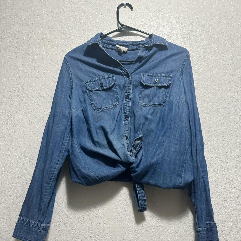 Vintage style St. John's Bay Classic Blue Denim Shirt - Picture 3 of 6